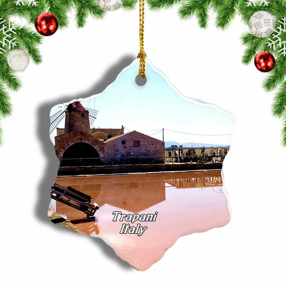 Italy Garibaldi Trapani Sicily Christmas Ornament 3 Inches Snow