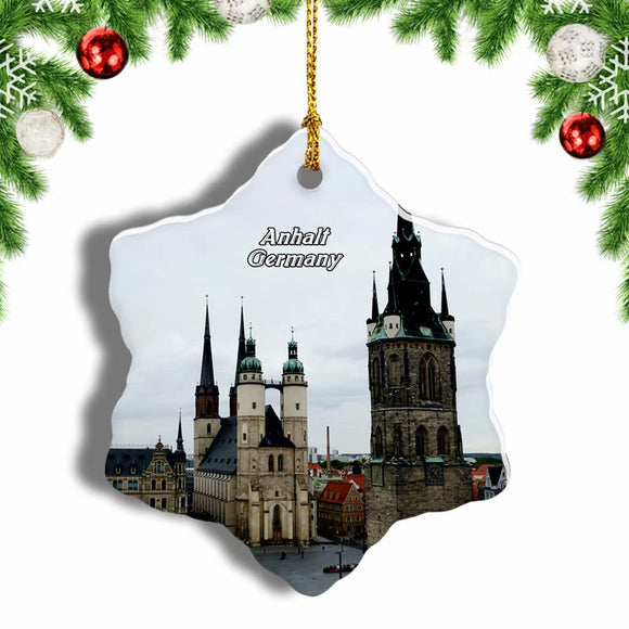 Germany Saxony Anhalt  Saale Christmas Ornament 3 Inches Snow