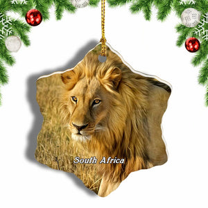 South Africa Lion Christmas Ornament 3 Inches Snow