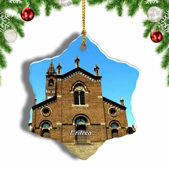 Cathedral Asmara Eritrea Christmas Ornament 3 Inches Snow