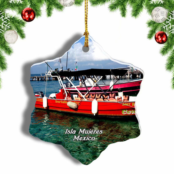 Mexico Isla Mujeres Christmas Ornament 3 Inches Snow