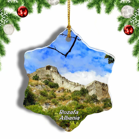 Albania Rozafa Castle Christmas Ornament 3 Inches Snow