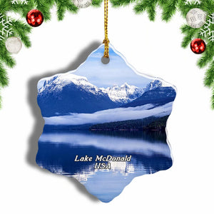 America USA Lake McDonald Christmas Ornament 3 Inches Snow