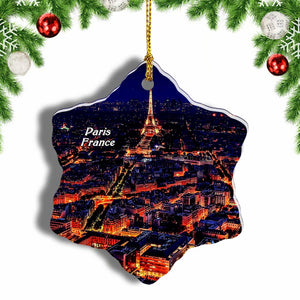 France Night Paris Christmas Ornament 3 Inches Snow