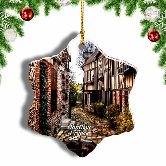 France Honfleur Christmas Ornament 3 Inches Snow