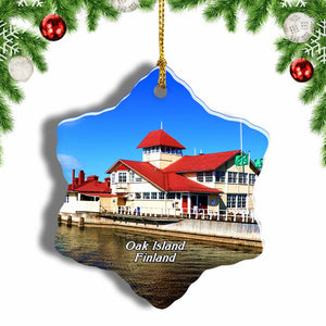 Finland Oak Island Christmas Ornament 3 Inches Snow