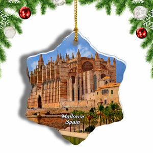 Spain Palma Mallorca Cathedral Christmas Ornament 3 Inches Snow