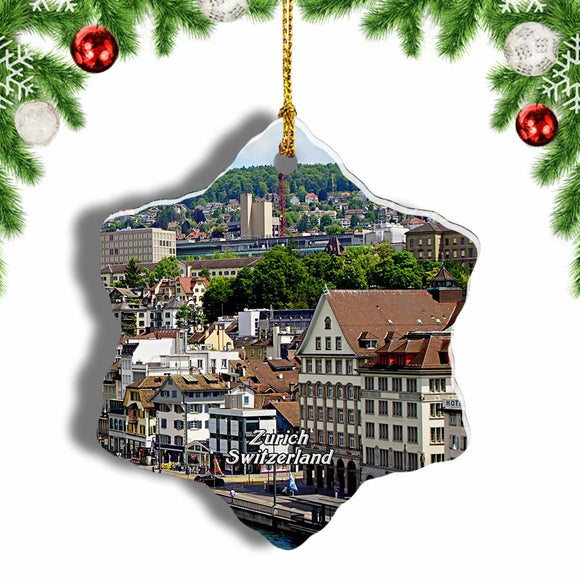 Switzerland Limmat Zurich Christmas Ornament 3 Inches Snow