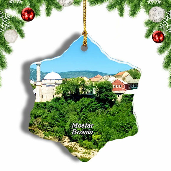 Mostar Bosnia Christmas Ornament 3 Inches Snow