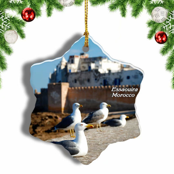 Morocco Essaouira Seagull Christmas Ornament 3 Inches Snow