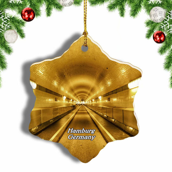 Germany Old Elbtunnel Hamburg Christmas Ornament 3 Inches Snow