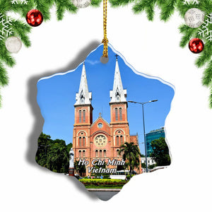 Vietnam Cathedral Ho Chi Minh Christmas Ornament 3 Inches Snow