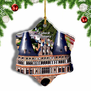 Germany Holstentor Lubeck Christmas Ornament 3 Inches Snow