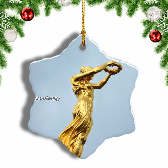 Luxembourg Constitution Square Christmas Ornament 3 Inches Snow