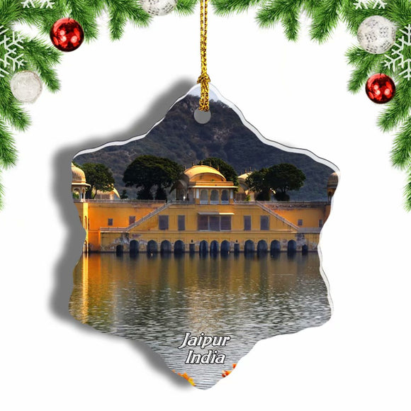 India Jal Mahal Jaipur Christmas Ornament 3 Inches Snow