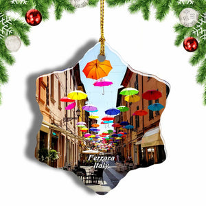 Ferrara Umbrella Italy Christmas Ornament 3 Inches Snow