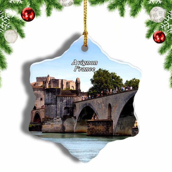 France The bridge of Avignon Christmas Ornament 3 Inches Snow