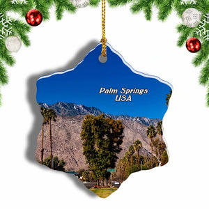 USA America San Jacinto Mountain Palm Springs Christmas Ornament 3 Inches Snow