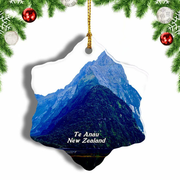 New Zealand Milford Sound Te Anau Christmas Ornament 3 Inches Snow