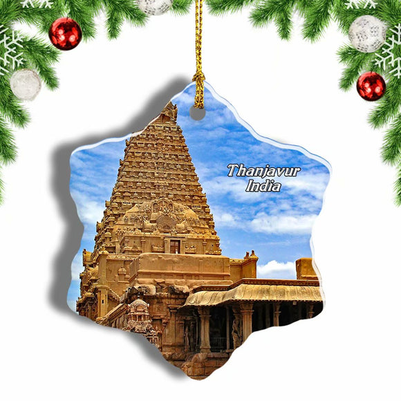 India Brihadishvara Thanjavur Christmas Ornament 3 Inches Snow