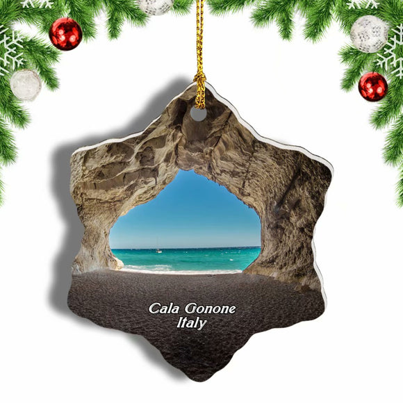 Cala Gonone Sardinia Italy Christmas Ornament 3 Inches Snow