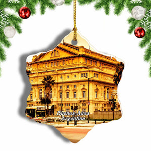 Argentina Teatro Colon Buenos Aires Christmas Ornament 3 Inches Snow