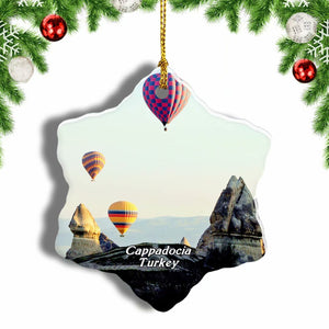 Turkey Hot Air Balloon Cappadocia Christmas Ornament 3 Inches Snow