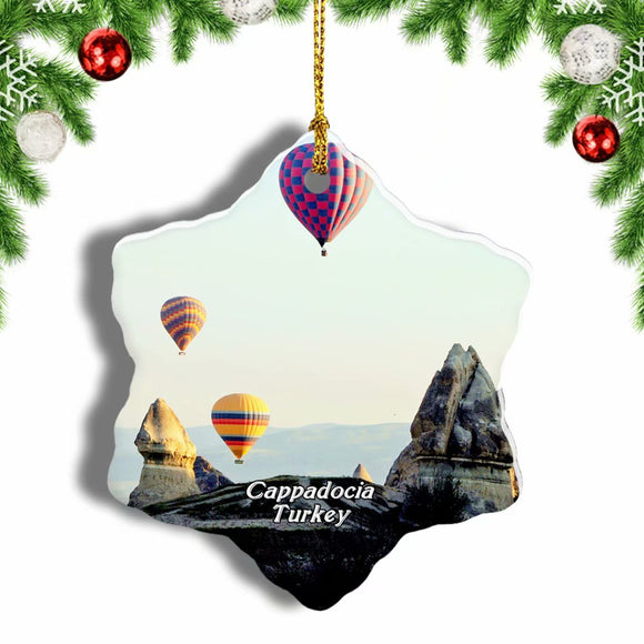 Turkey Hot Air Balloon Cappadocia Christmas Ornament 3 Inches Snow