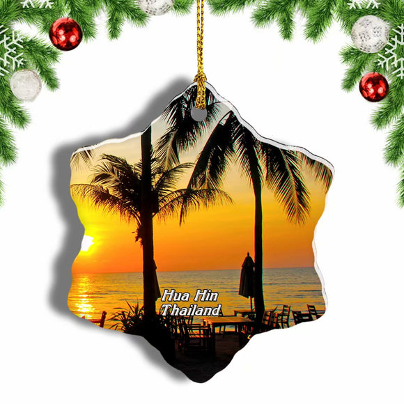 Thailand Beach Hua Hin Christmas Ornament 3 Inches Snow