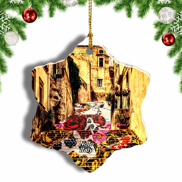 Sicily Noto Historic Center Italy Christmas Ornament 3 Inches Snow