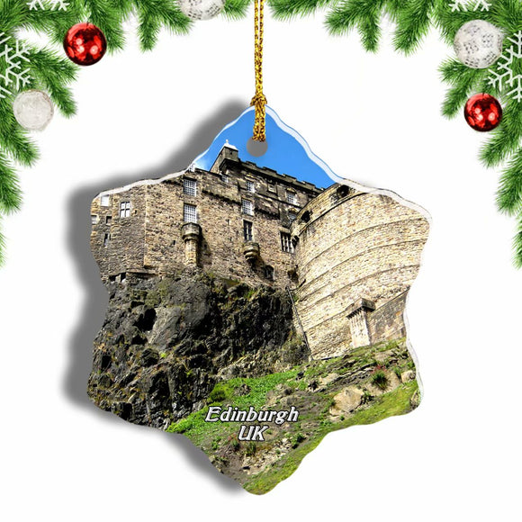 UK England Edinburgh Castle_ Christmas Ornament 3 Inches Snow