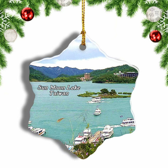 Taiwan Sun Moon Lake Christmas Ornament 3 Inches Snow