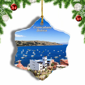 Bolivia Lake Titicaca Copacabana Christmas Ornament 3 Inches Snow