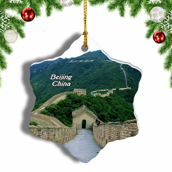 China Great Wall Beijing Christmas Ornament 3 Inches Snow