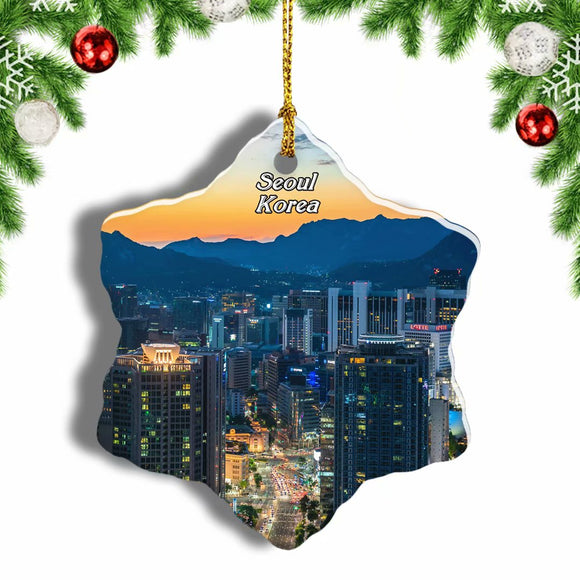 Korea Myeongdong Seoul Christmas Ornament 3 Inches Snow