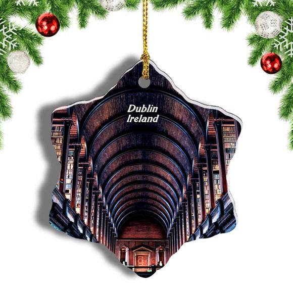 Ireland Dublin Trinity College Library Christmas Ornament 3 Inches Snow