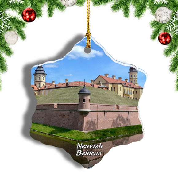 Belarus Nesvizh Castle Christmas Ornament 3 Inches Snow