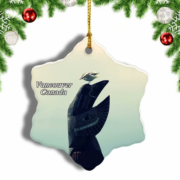 Canada Seagull Statue Vancouver Island Christmas Ornament 3 Inches Snow