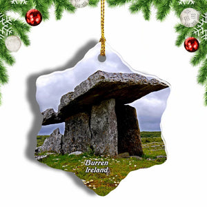 Ireland Burren Dolmen New Stone Age Tomb Christmas Ornament 3 Inches Snow