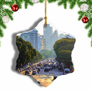 AV.DEJULIO Buenos Aires Argentina Christmas Ornament 3 Inches Snow