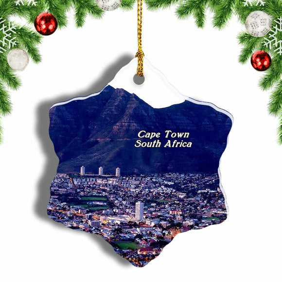 South Africa Lion's Head Cape Town Christmas Ornament 3 Inches Snow