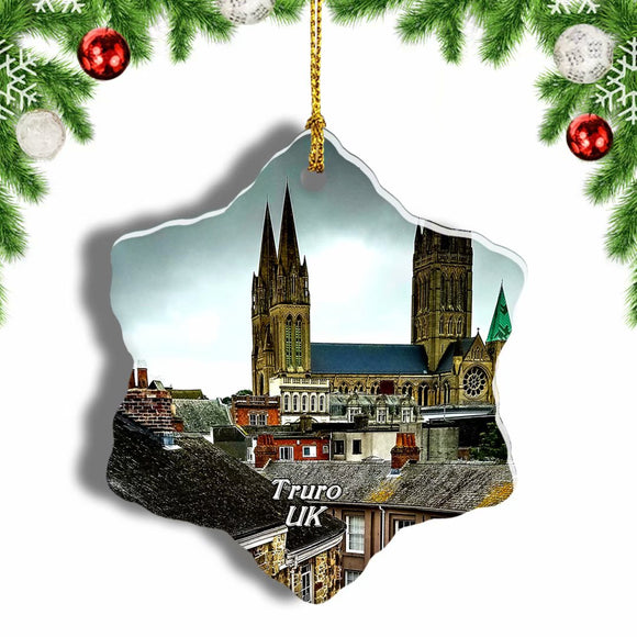 UK England Truro Cathedral Christmas Ornament 3 Inches Snow