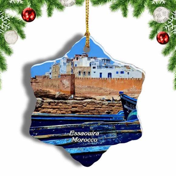 Morocco Essaouira Ramparts Christmas Ornament 3 Inches Snow