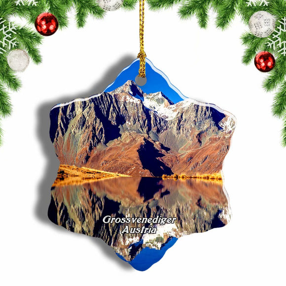 Austria Zupalsee East Tyrol Grossvenediger Christmas Ornament 3 Inches Snow