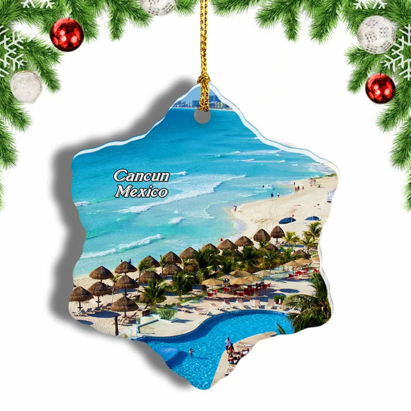 Mexico Cancun Christmas Ornament 3 Inches Snow