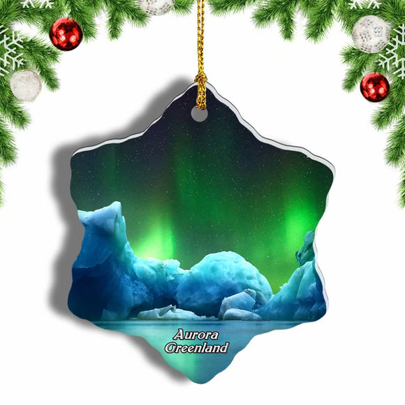 Aurora Glacier Greenland Denmark Christmas Ornament 3 Inches Snow