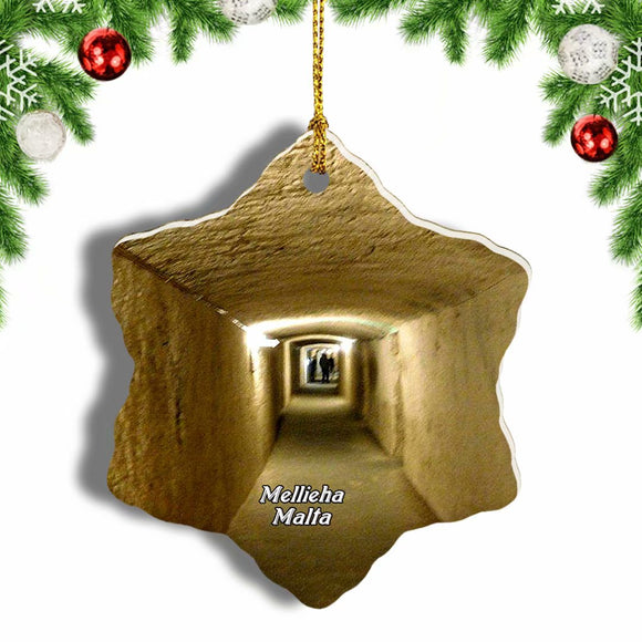 Malta Mellieha Air Raid Shelter Christmas Ornament 3 Inches Snow