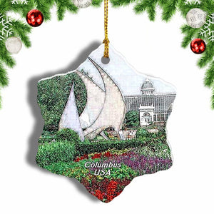 USA America Franklin Park Columbus Christmas Ornament 3 Inches Snow