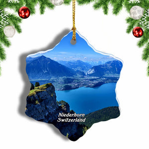 Switzerland Niederhorn Beatenberg Lake Christmas Ornament 3 Inches Snow