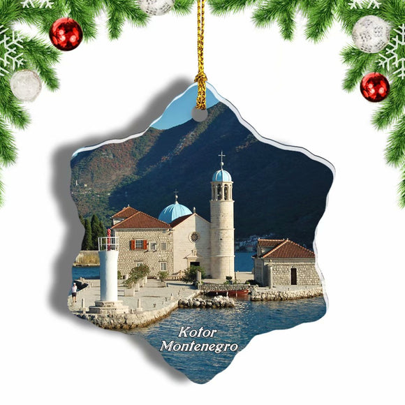 Montenegro Island Perast Kotor Christmas Ornament 3 Inches Snow